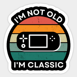 I'm not old, I'm Classic | Handheld Console | Retro Hardware | Vintage Sunset | '80s '90s Video Gaming Sticker